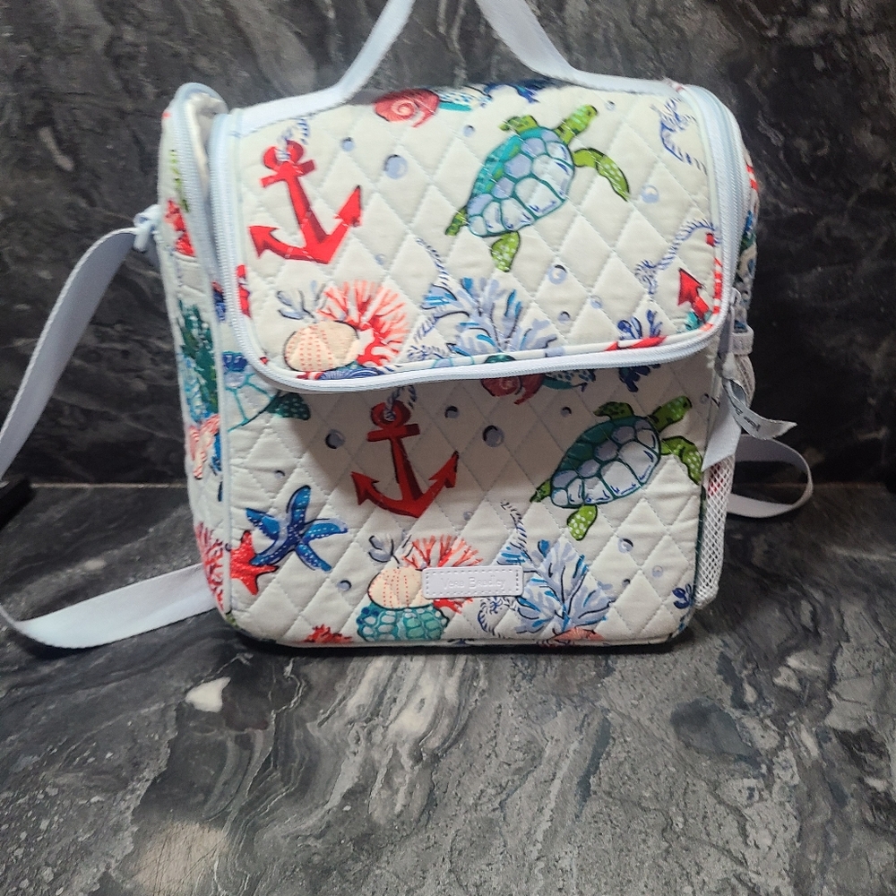 Vera Bradley Crossbody Lunch Bag Anchors Aweigh Turtle Ocean Shells